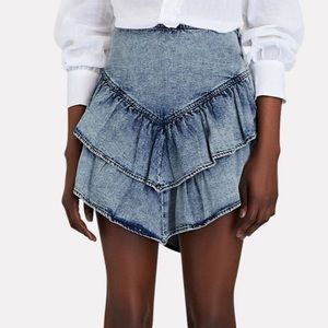 MOTHER ruffled denim skirt